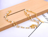 Double Layer Pearl Chain Anklet Stainless Steel Foot Jewelry