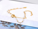 Double Layer Pearl Chain Anklet Stainless Steel Foot Jewelry