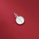 925 Sterling Silver Chinese Character Round Charms for DIY Jewelry Making