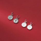 925 Sterling Silver Chinese Character Round Charms for DIY Jewelry Making