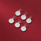 925 Sterling Silver Chinese Character Round Charms for DIY Jewelry Making