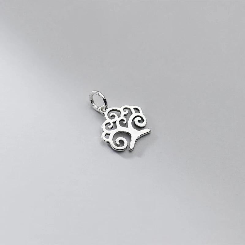 925 Silver Hollow Tree Charms for DIY Necklace