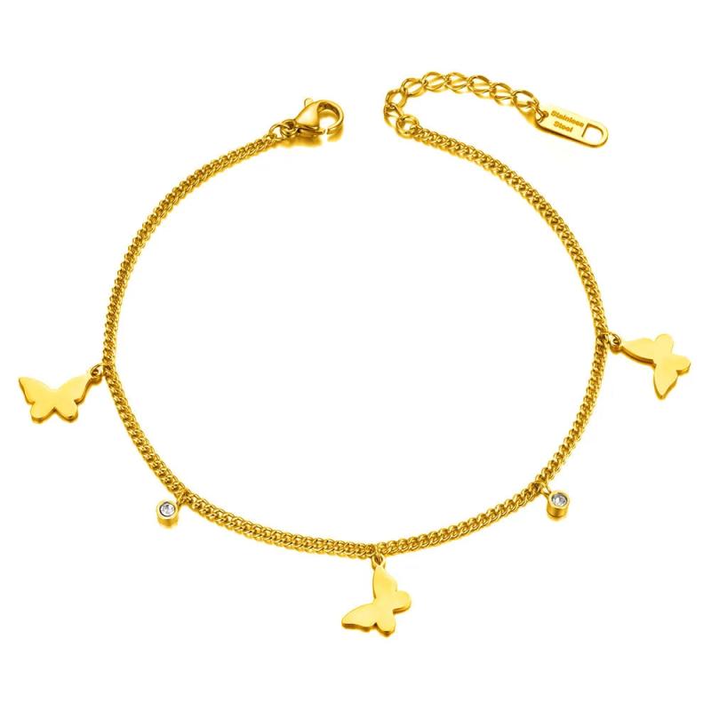 Boho Butterfly Charm Anklets CZ Crystal Foot Chain Beach Accessories