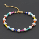 Go2boho Freshwater Pearl Anklet Boho Rainbow Beads Jewelry