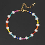 Go2boho Freshwater Pearl Anklet Boho Rainbow Beads Jewelry