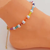 Go2boho Freshwater Pearl Anklet Boho Rainbow Beads Jewelry