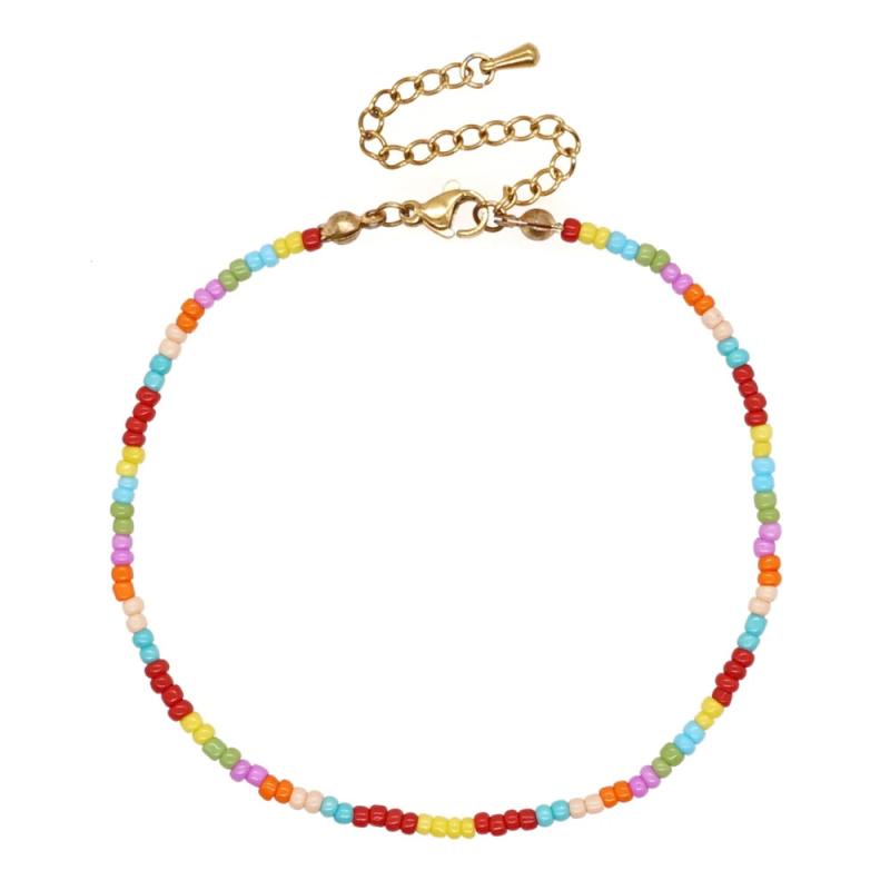 Stainless Steel Beaded Anklet for Women