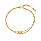 Bohemia Love Heart Charm Anklet Stainless Steel Foot Jewelry ZA20013