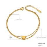 Bohemia Love Heart Charm Anklet Stainless Steel Foot Jewelry ZA20013