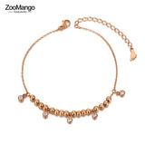 Bohemia Beach Chain Link Anklet with CZ Crystal Charm