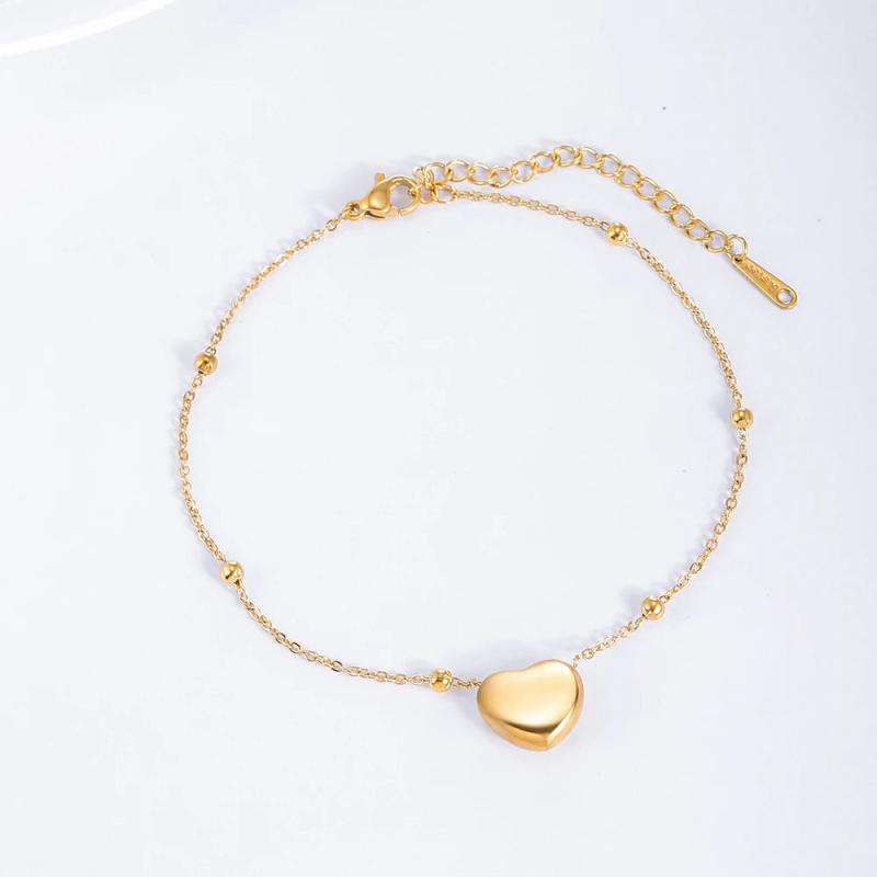 Heart Pendant Anklet Women's Stainless Steel Chain Beach Jewelry