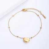 Heart Pendant Anklet Women's Stainless Steel Chain Beach Jewelry