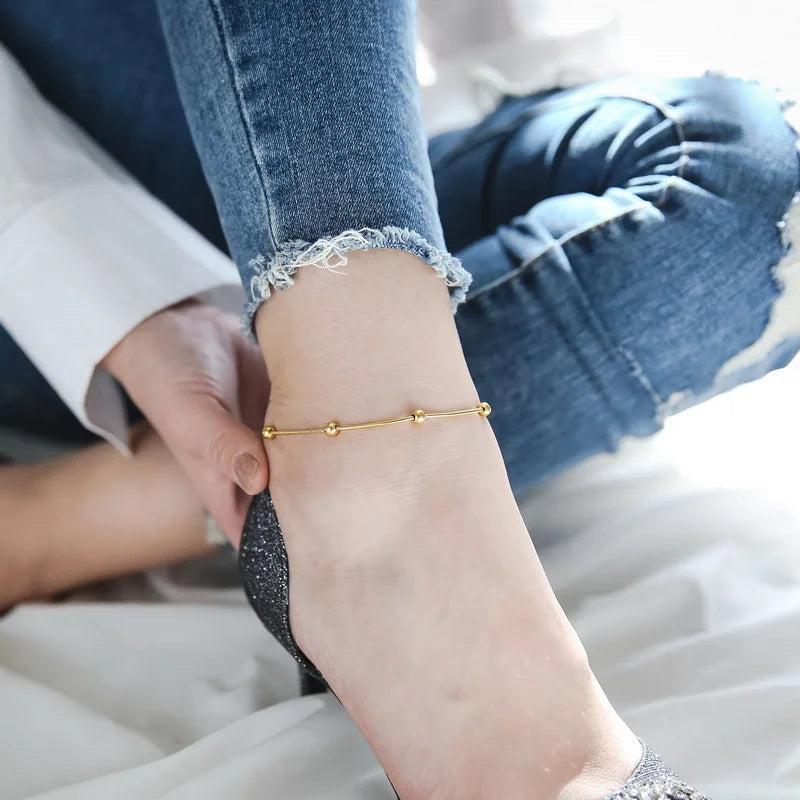 Golden Anklets Metal Classic Women Ins Niche Foot Ornaments