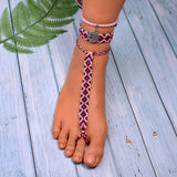 3PCS Charm Anklets Woven Bohemian Crystal Anklet Bracelets