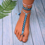 3PCS Charm Anklets Woven Bohemian Crystal Anklet Bracelets