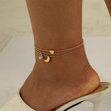 Moon Layered Anklet Set Heart Anklets Bohemian Leg Chain Foot Jewelry