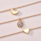 Moon Layered Anklet Set Heart Anklets Bohemian Leg Chain Foot Jewelry