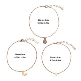Moon Layered Anklet Set Heart Anklets Bohemian Leg Chain Foot Jewelry