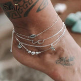 4 Pcs Vintage Wave Starfish Shell Beaded Anklets Boho Beach Ankle Bracelets