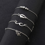 4 Pcs Vintage Wave Starfish Shell Beaded Anklets Boho Beach Ankle Bracelets