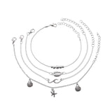 4 Pcs Vintage Wave Starfish Shell Beaded Anklets Boho Beach Ankle Bracelets