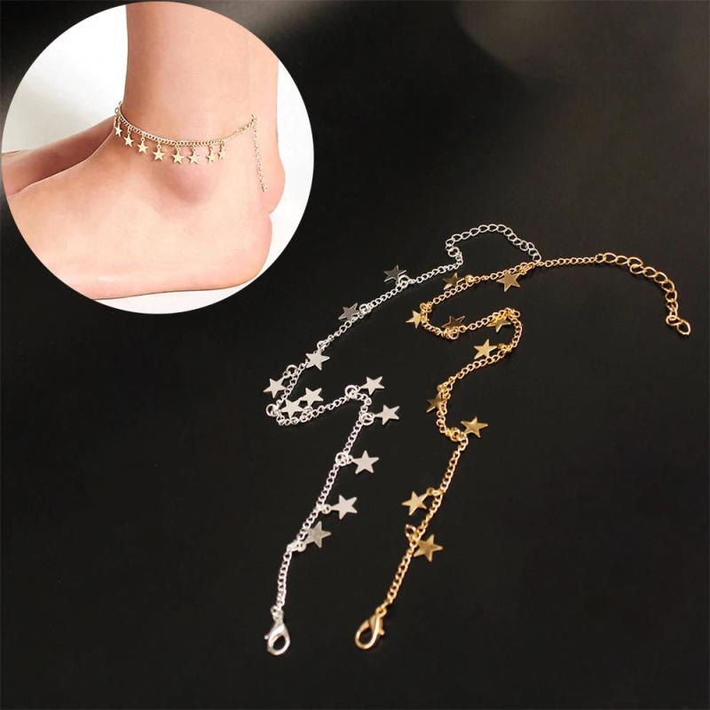 Bohemian Star Tassels Anklets for Women Charms Summer Link Chain Ankle Bracelet