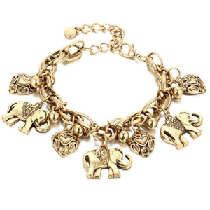 Vintage Elephant Anklet Bracelet Charms Heart Pendant Foot Chain Ankle Jewelry