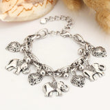 Vintage Elephant Anklet Bracelet Charms Heart Pendant Foot Chain Ankle Jewelry
