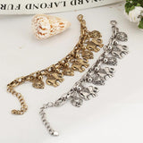 Vintage Elephant Anklet Bracelet Charms Heart Pendant Foot Chain Ankle Jewelry