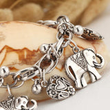 Vintage Elephant Anklet Bracelet Charms Heart Pendant Foot Chain Ankle Jewelry