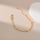Geometric Double Layer Love Anklets Women Jewelry Beach Anklet