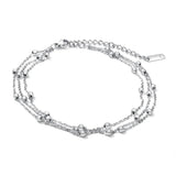 Multi-Layer Beads Anklet Women Stainless Steel Charm Foot Jewelry