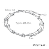 Multi-Layer Beads Anklet Women Stainless Steel Charm Foot Jewelry