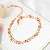 Multi-Layer Beads Anklet Women Stainless Steel Charm Foot Jewelry