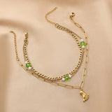 Stainless Steel Pearl Multilayer 18K Plated Anklet