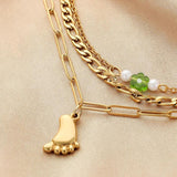 Stainless Steel Pearl Multilayer 18K Plated Anklet