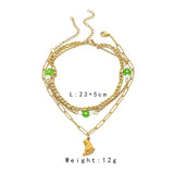Stainless Steel Pearl Multilayer 18K Plated Anklet