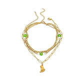 Stainless Steel Pearl Multilayer 18K Plated Anklet