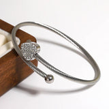 Stainless Steel Heart Cuff Bracelet Bangle with Zircon