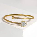 Stainless Steel Heart Cuff Bracelet Bangle with Zircon