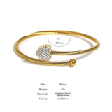 Stainless Steel Heart Cuff Bracelet Bangle with Zircon