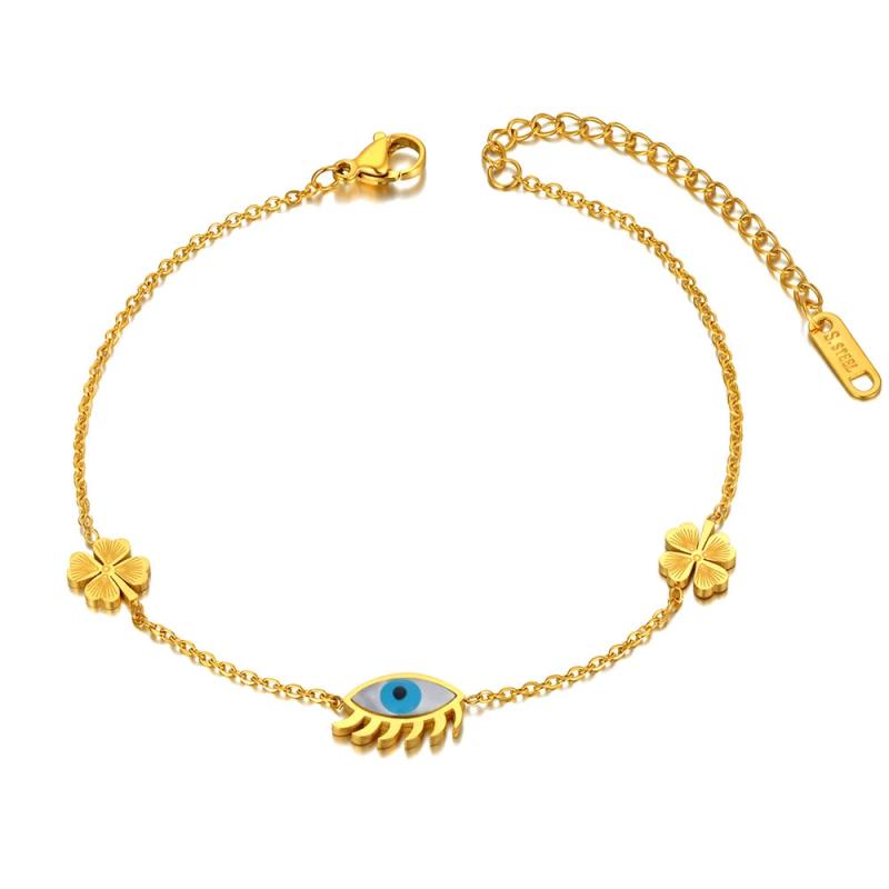 Titanium Stainless Steel Flower Chain Anklets For Women Girls