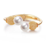 Freshwater Pearls 2 Round Shape Metal Beads Bracelets
