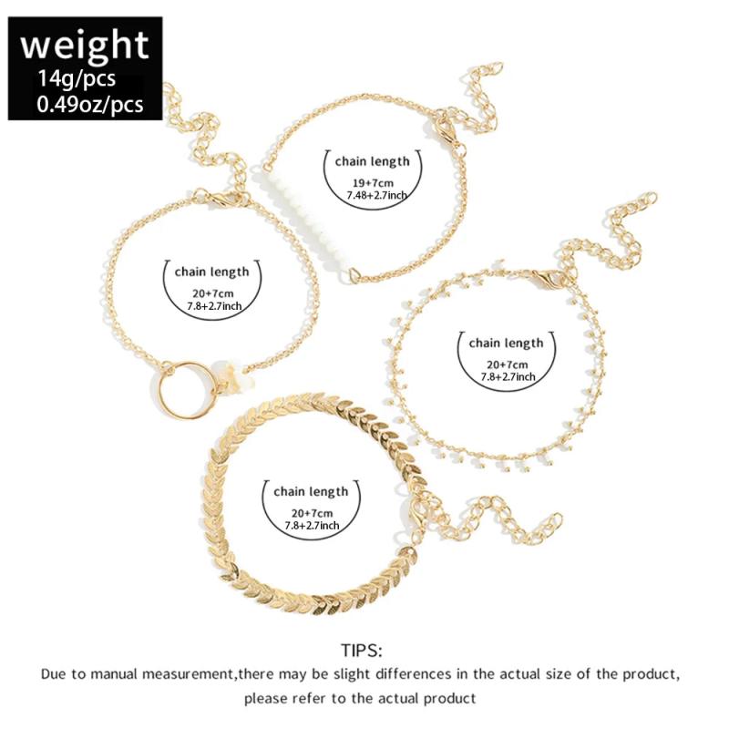 Sindlan 4Pcs Boho Shell Anklet Bracelet Set Summer Jewelry