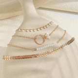 Sindlan 4Pcs Boho Shell Anklet Bracelet Set Summer Jewelry