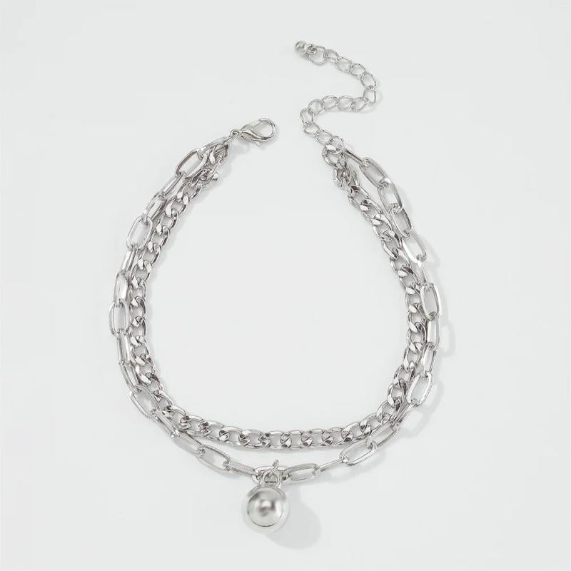 Lalynnlys Acrylic Silver Anklets Foot Chain for Women Girls Barefoot Bracelet