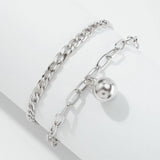 Lalynnlys Acrylic Silver Anklets Foot Chain for Women Girls Barefoot Bracelet