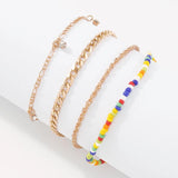 Bohemian Rhinestone Rice Bead Anklet