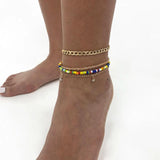 Bohemian Rhinestone Rice Bead Anklet