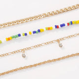 Bohemian Rhinestone Rice Bead Anklet